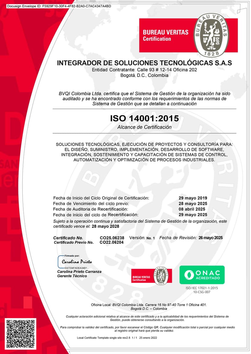 Certificado ISO 14001